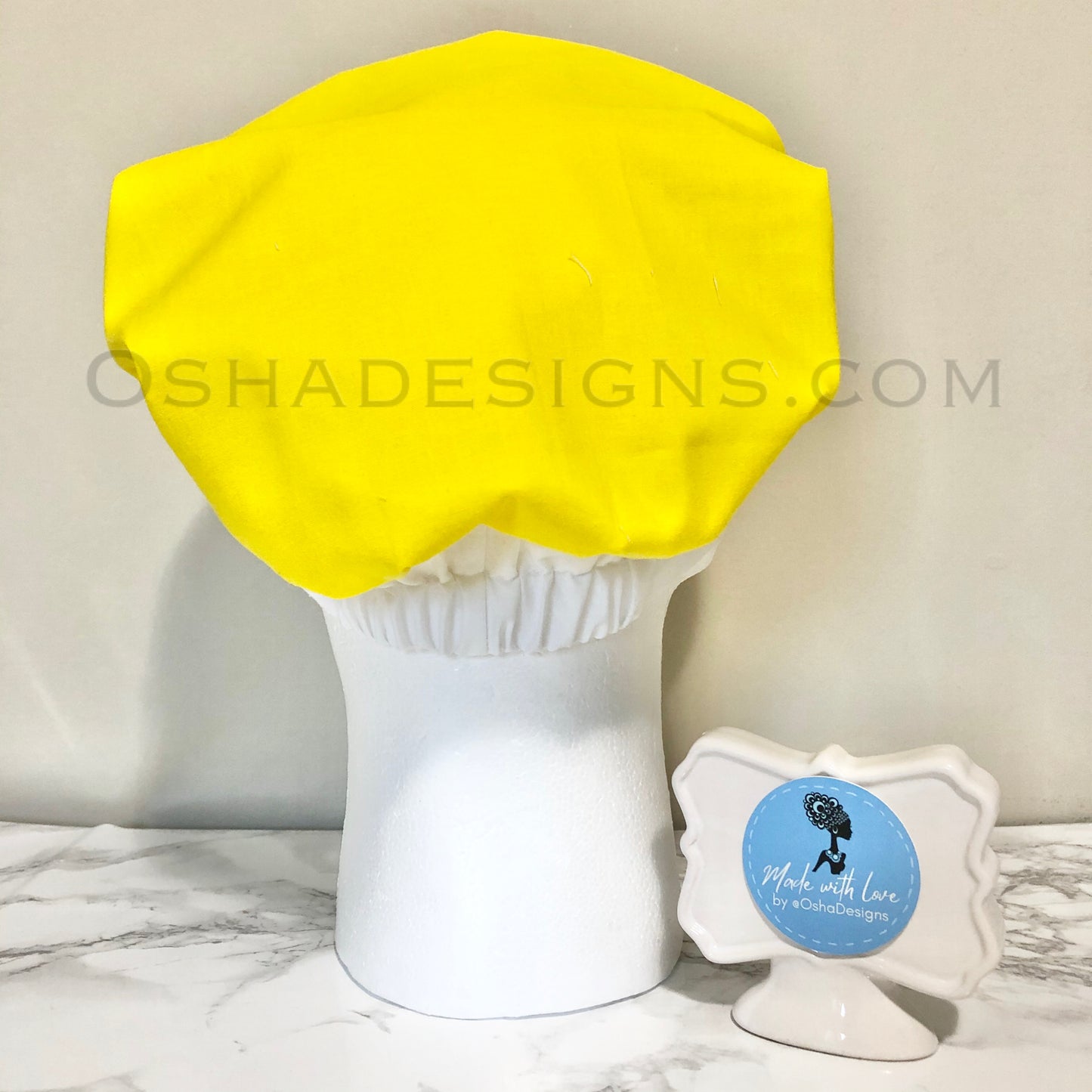 Yellow and White Cotton Fabric Hat for Men