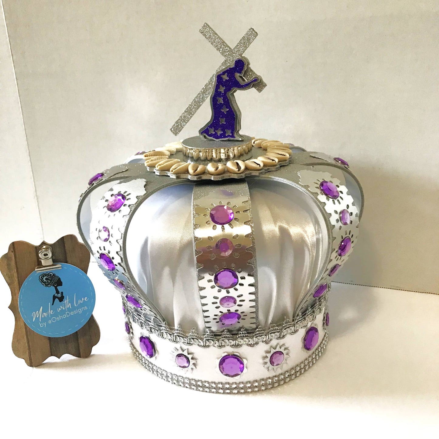 Obatala Obamoro White and Purple Handmade Crown