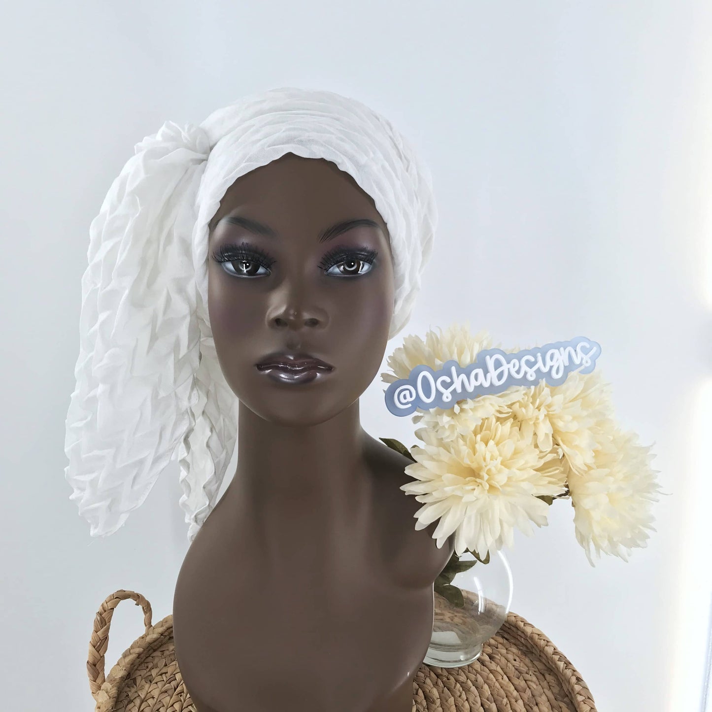 Elegant White Extra Large Scarf Headwrap for Iyawo