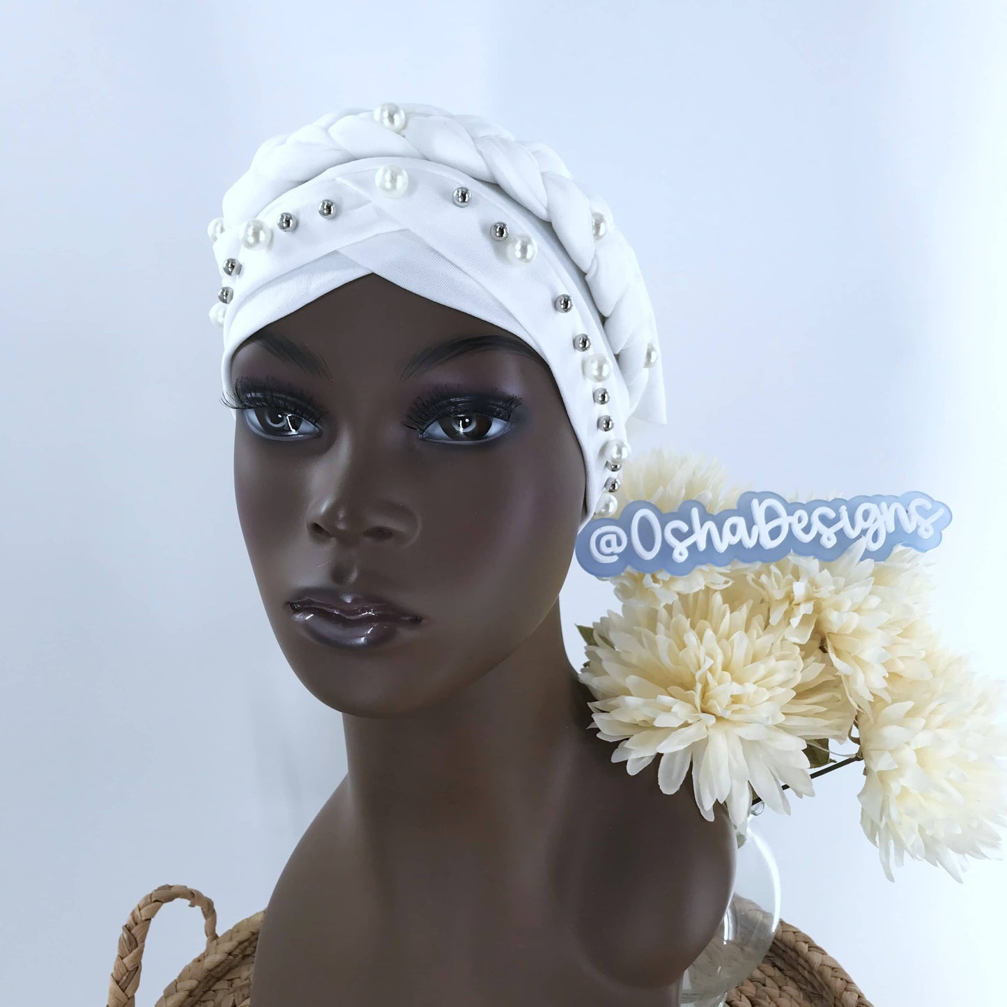 Elegant White Hat Headwrap for Iyawo