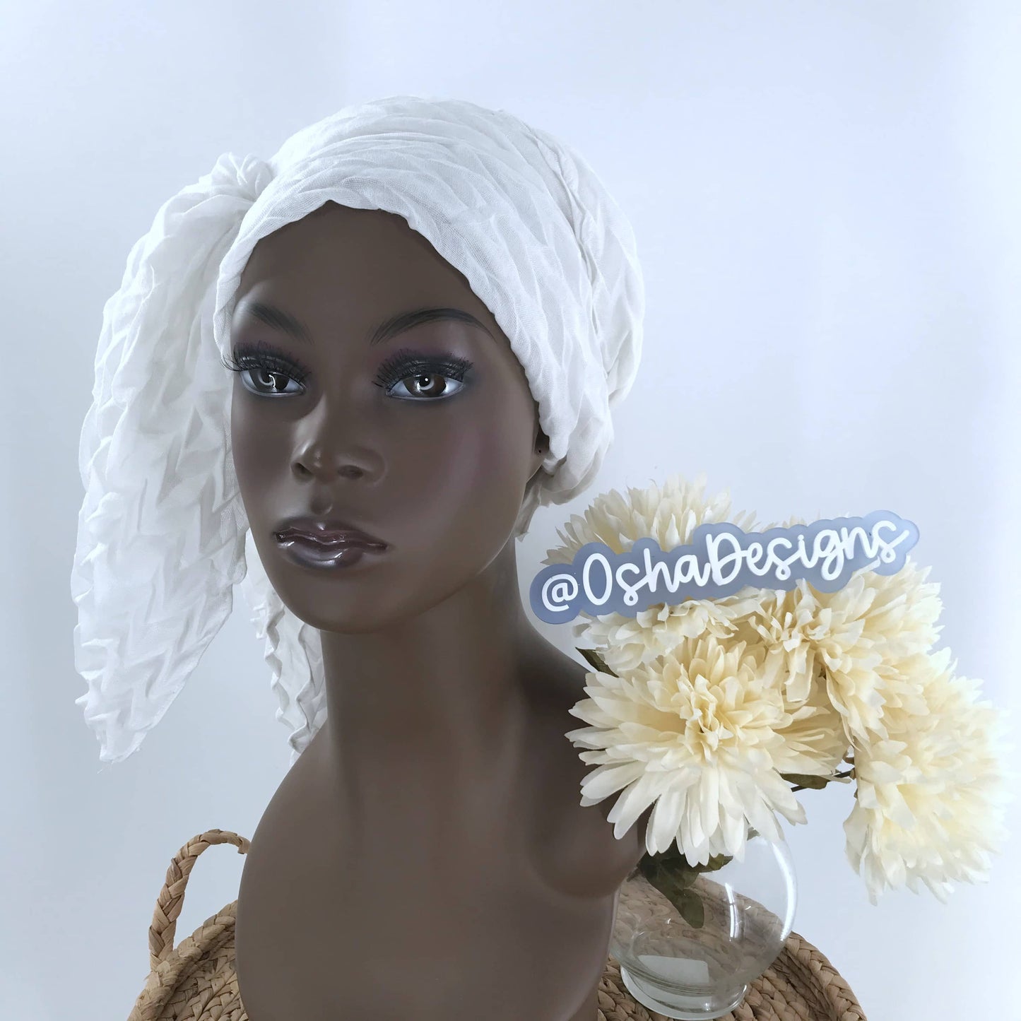 Elegant White Extra Large Scarf Headwrap for Iyawo