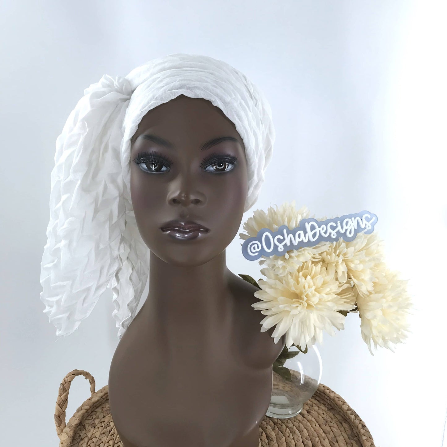 Elegant White Extra Large Scarf Headwrap for Iyawo