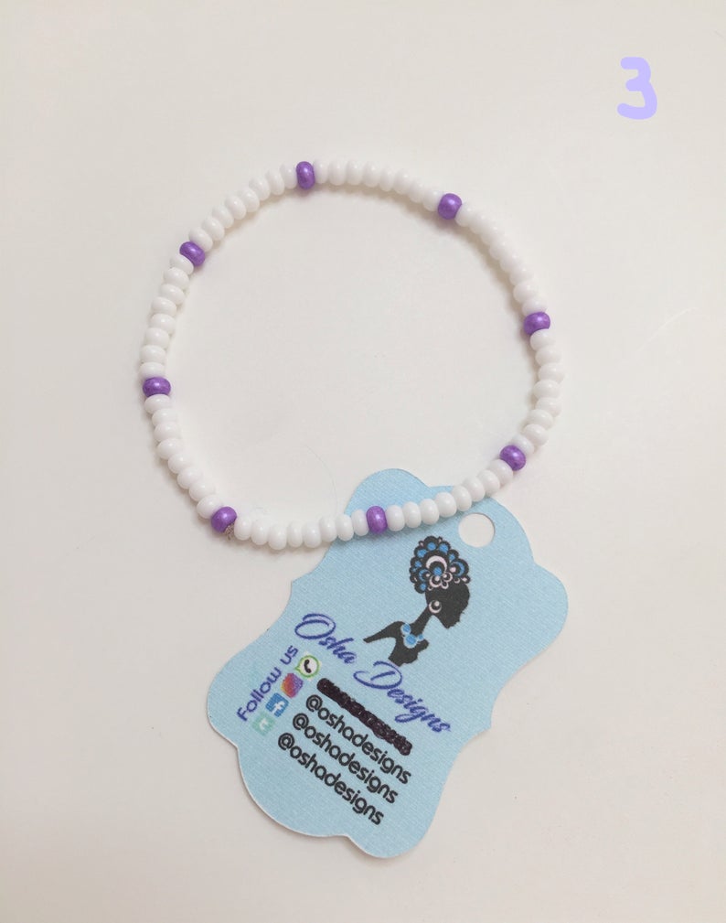 White Stretchy Beaded Bracelets