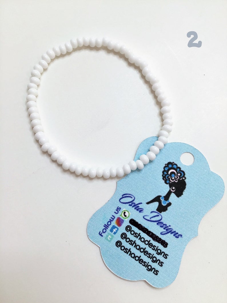 White Stretchy Beaded Bracelets