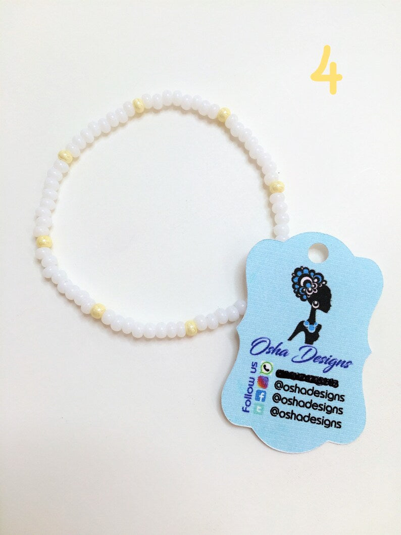 White Stretchy Beaded Bracelets