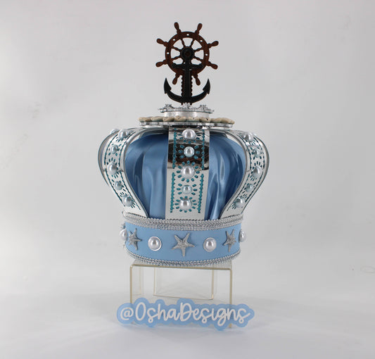 Yemaya Light Blue and Silver Crown with Shell