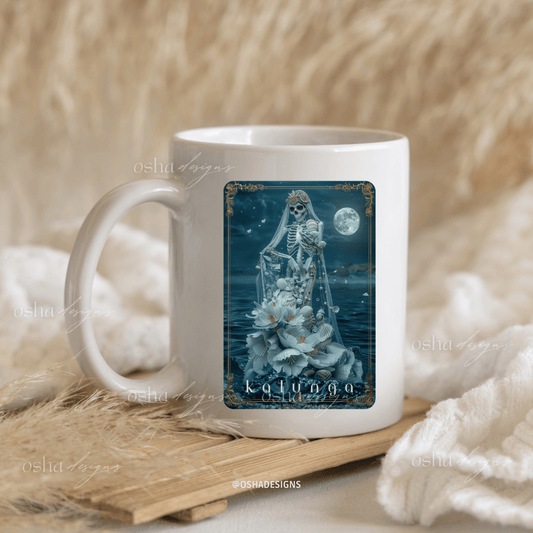 Mystical Skeleton Kalunga Madre Agua Yemaya Coffee Mug 11oz | Spiritual Gothic Ceramic Cup | Day of the Dead Gift | Sublimated Art Mug