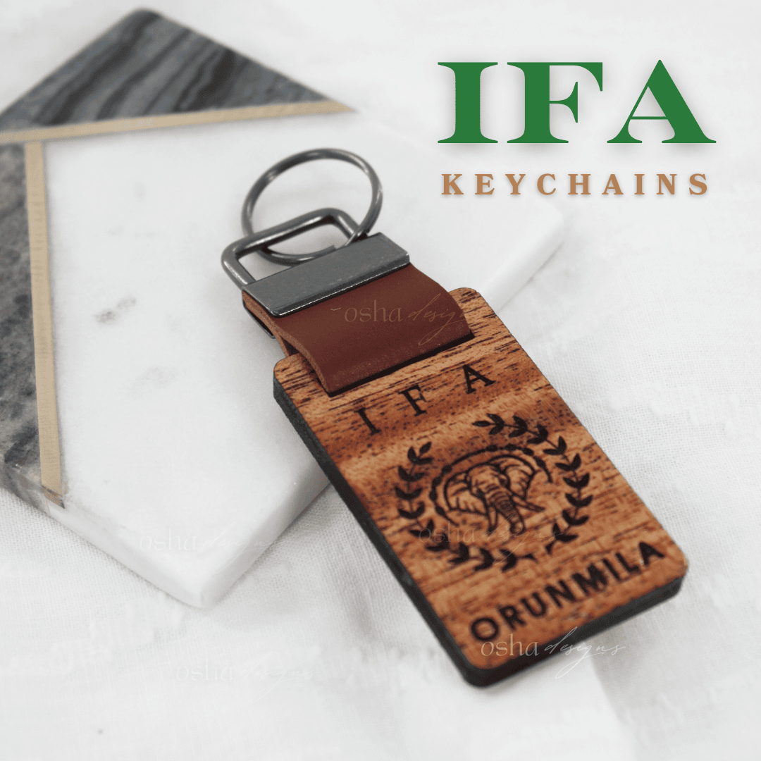 6 Pieces Set Ifa Orunmila Handcrafted Mahogany Wooden Keychain