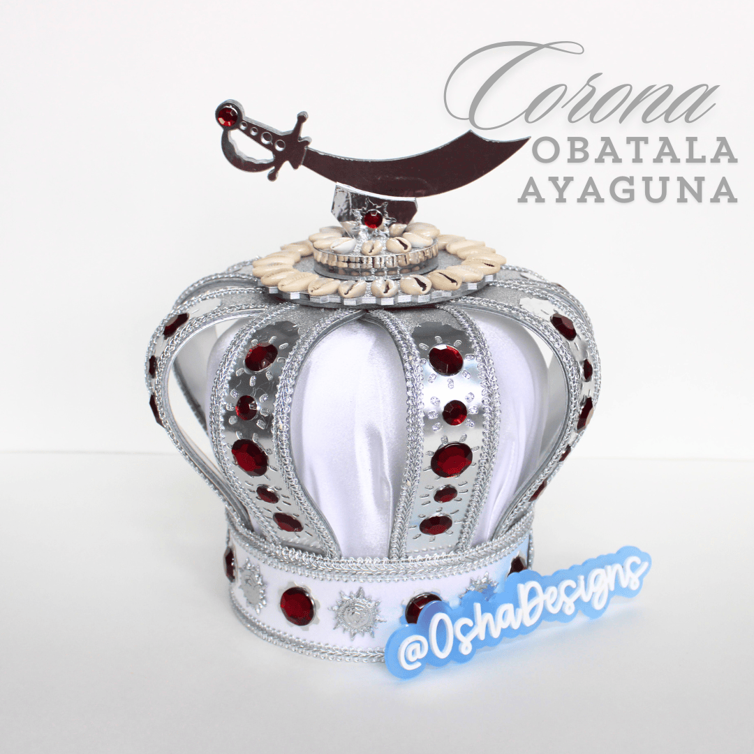 Obatala Ayaguna White and Red Handmade Crown