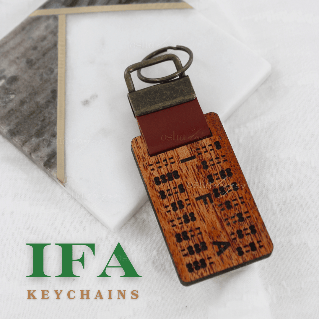 6 Pieces Set Ifa Orunmila Handcrafted Mahogany Wooden Keychain