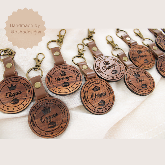 Afrocuban Orishas Santeria Yoruba Handcrafted Wooden Keychain