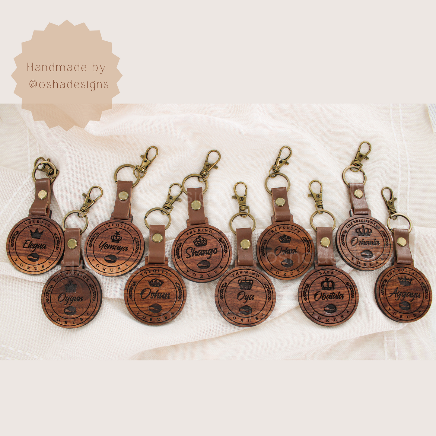 Afrocuban Orishas Santeria Yoruba Handcrafted Wooden Keychain