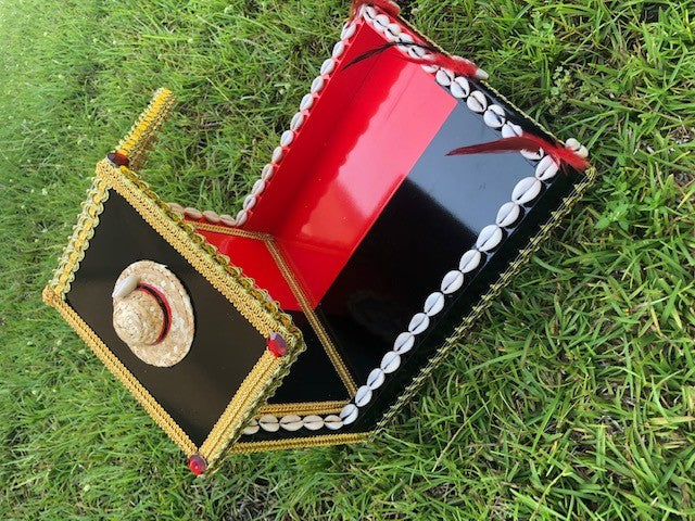 Black and Red Eleggua Wooden House with Shells