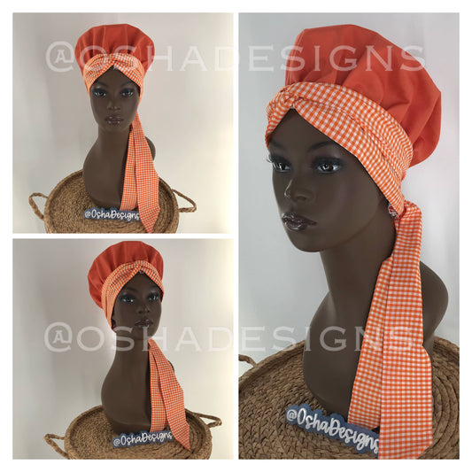 Oshun Coral Gingham Fabric Hat for Women