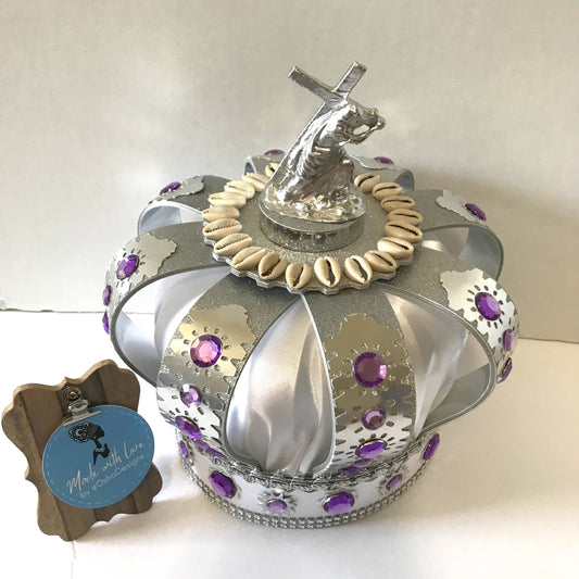 Obatala Obamoro White and Purple Handmade Crown