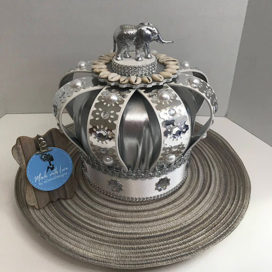 Oshanla Obatala White and Silver Handmade Crown