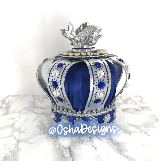 Yemaya Royal Blue and Silver Crown with Fish