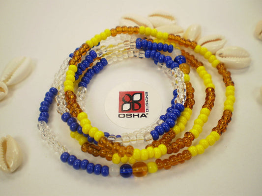 Two Waters Yellow and Blue Yemaya Oshun Beaded Necklace