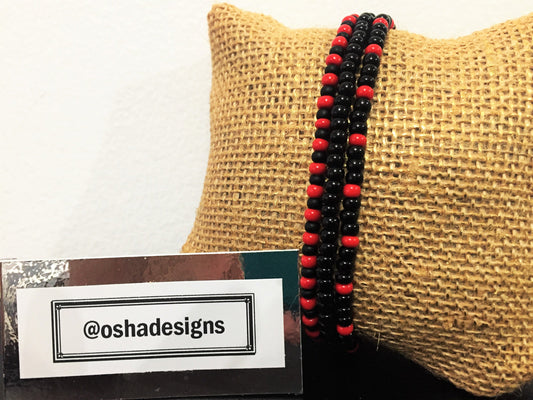 Black and Red Stretchy Beaded Bracelets