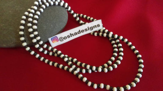 White and Black Beaded Necklace for Eshu Afra