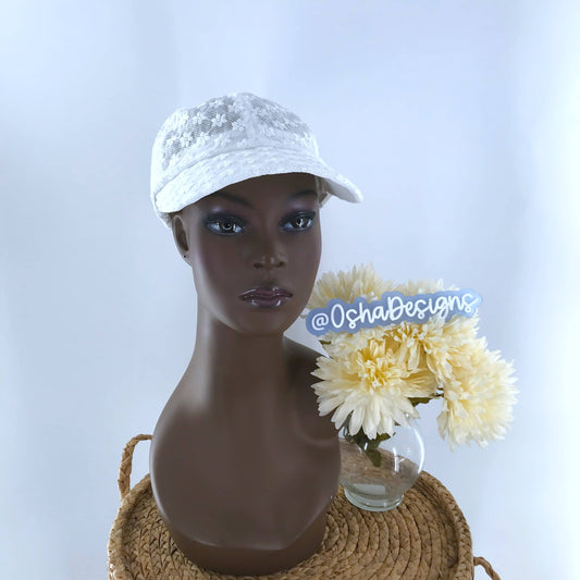 Elegant White Floral Cap