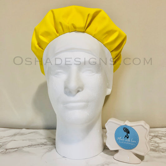Yellow and White Cotton Fabric Hat for Men