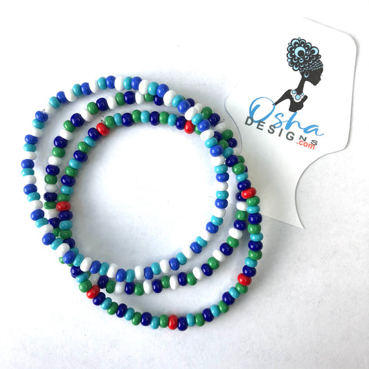 Nautical Blues Stretchy Beaded Bracelets