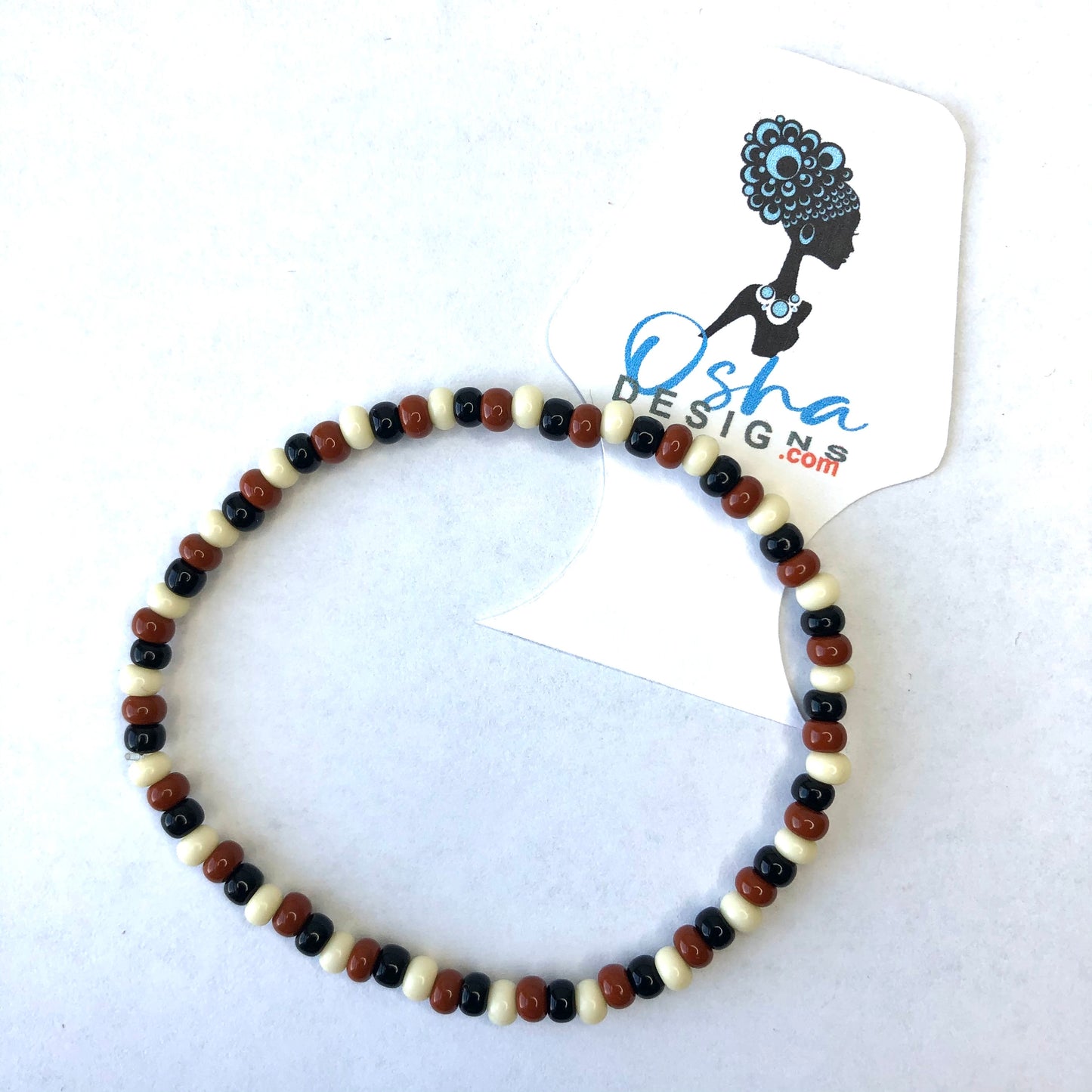 Brown and Black Eggun Skulls Stretchy Beaded Bracelets