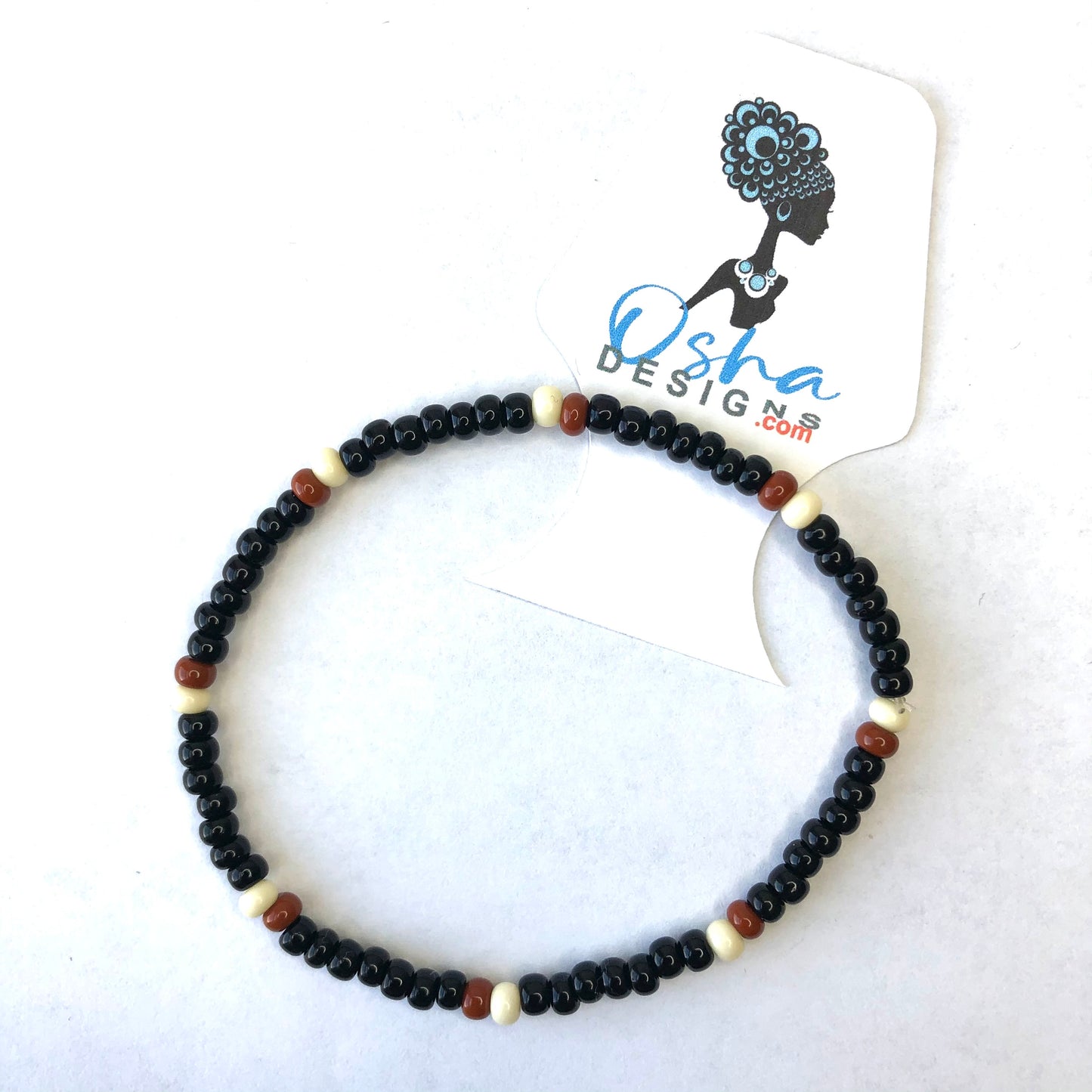 Brown and Black Eggun Skulls Stretchy Beaded Bracelets