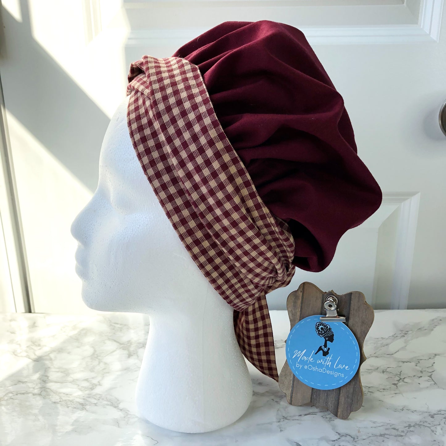 Oya Yanza Wine Gingham Hat for Women