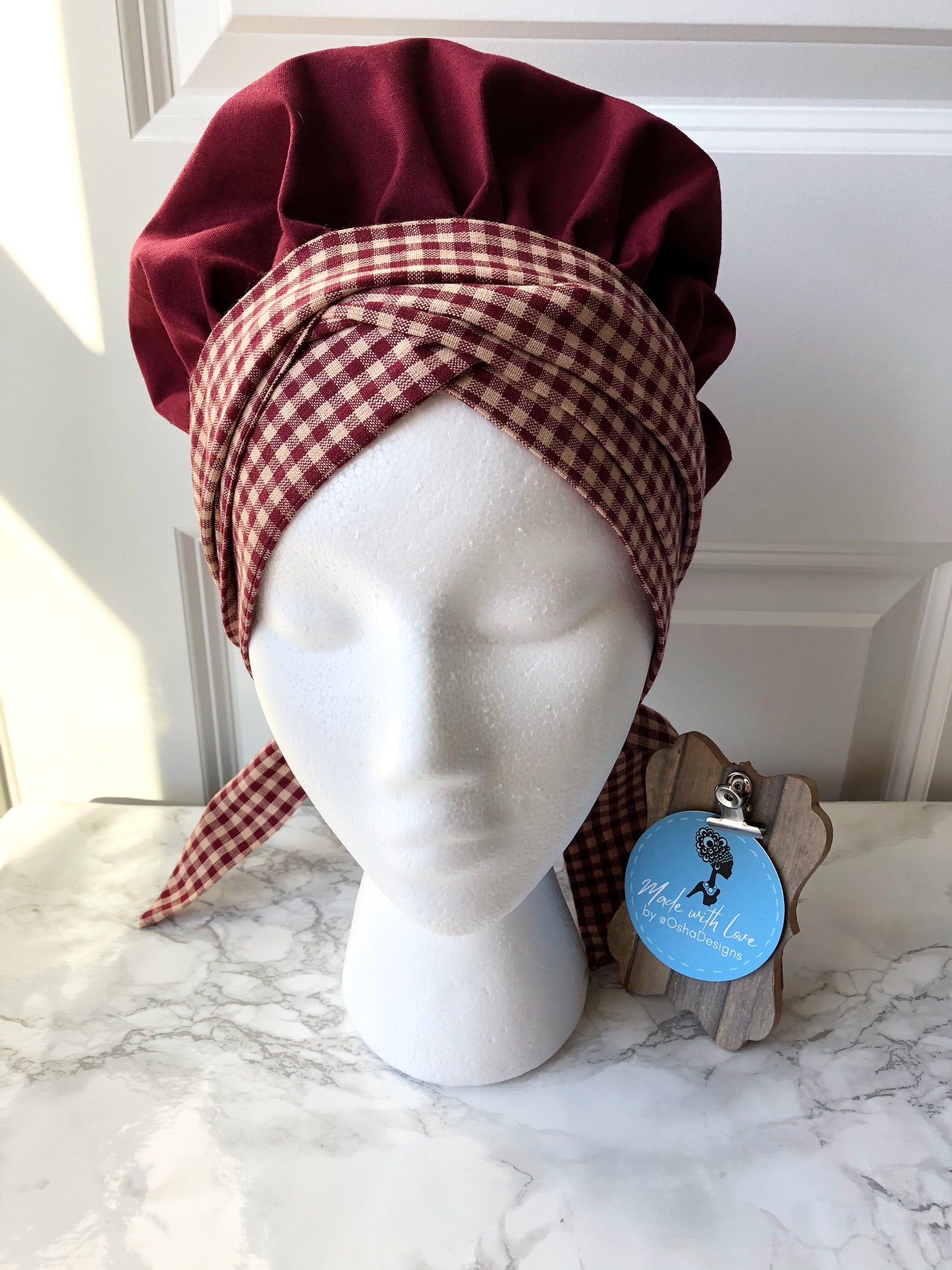 Oya Yanza Wine Gingham Hat for Women