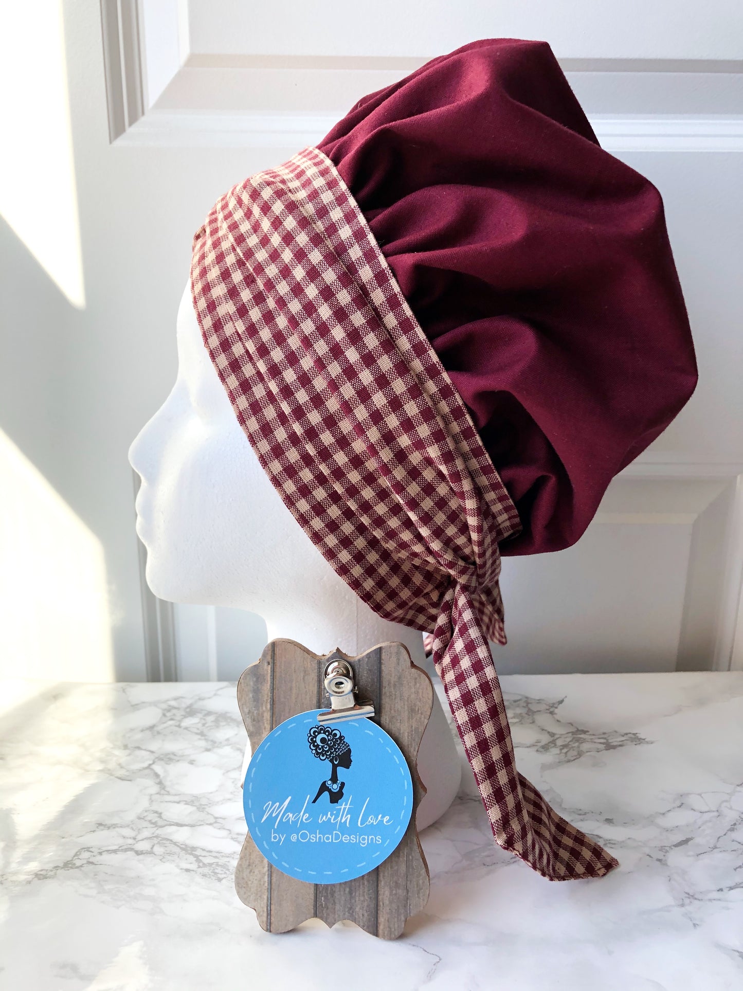 Oya Yanza Wine Gingham Hat for Women