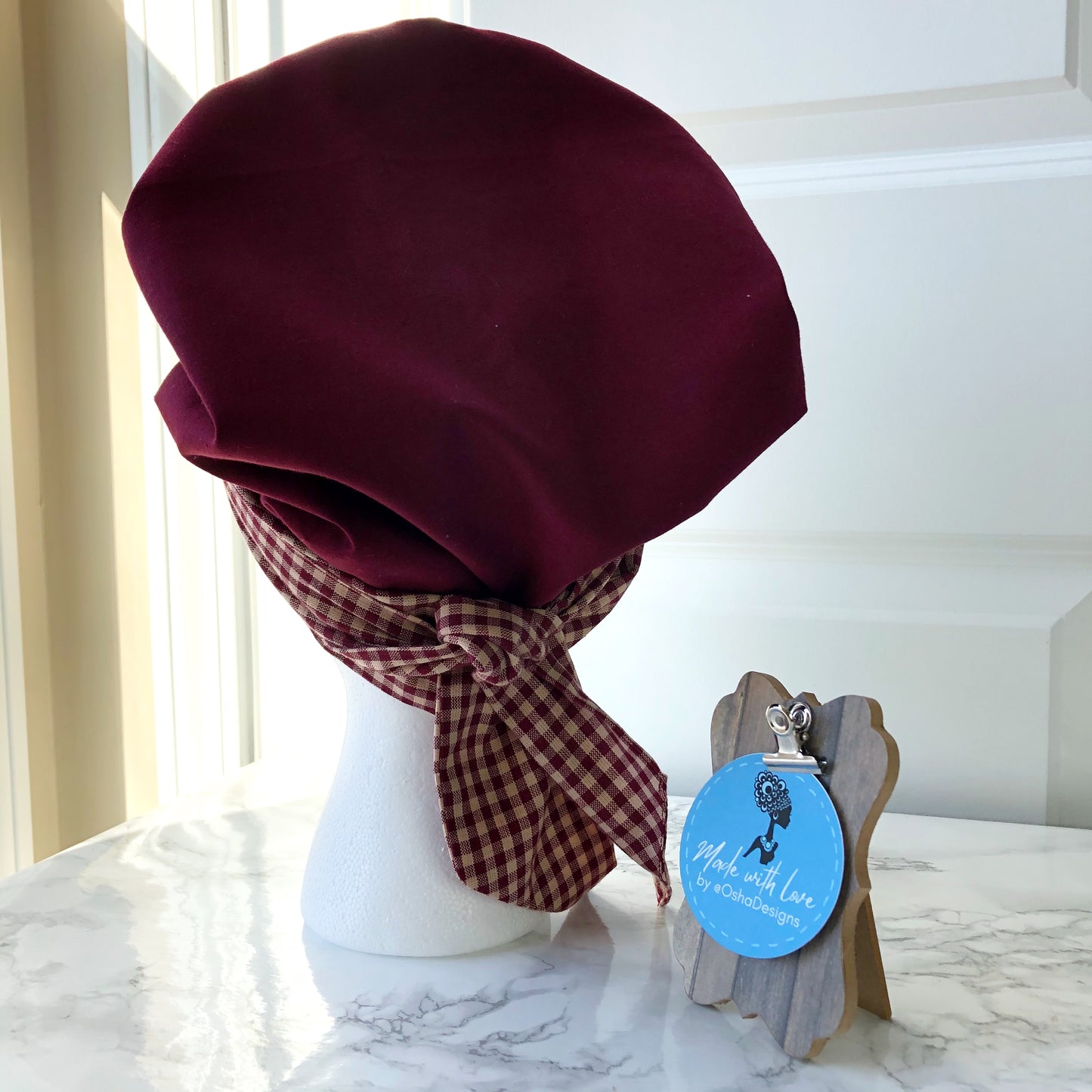 Oya Yanza Wine Gingham Hat for Women