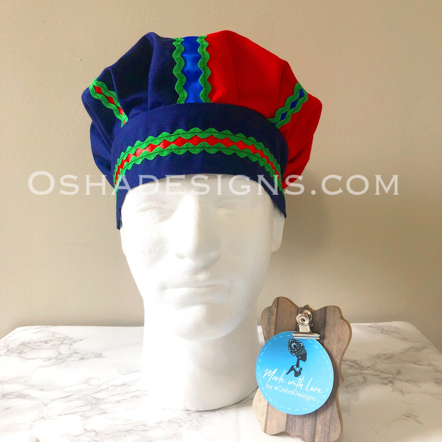 Olokun Navy Blue Green and Red Hat for Men