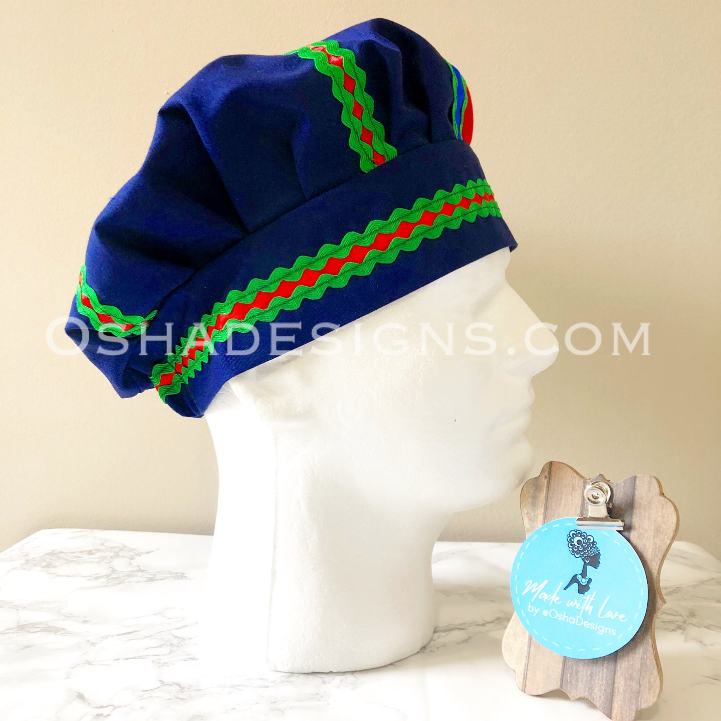 Olokun Navy Blue Green and Red Hat for Men