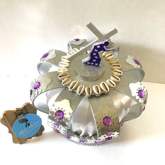 Obatala Obamoro White and Purple Handmade Crown