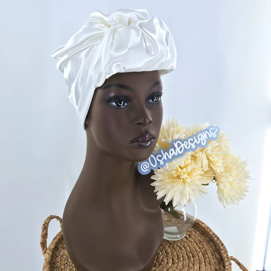 Elegant Satin White Scarf Headwrap for Iyawo