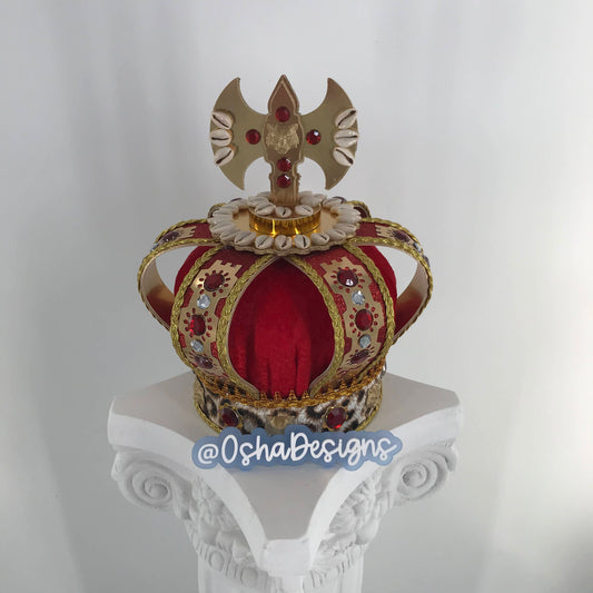 Shango Red and Gold Crown with Tigers