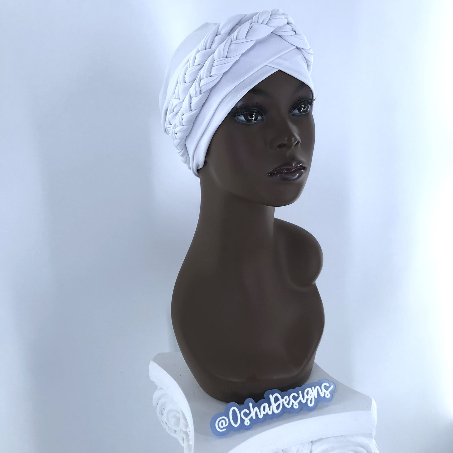 Elegant White Hat Headwrap Double Braid for Iyawo