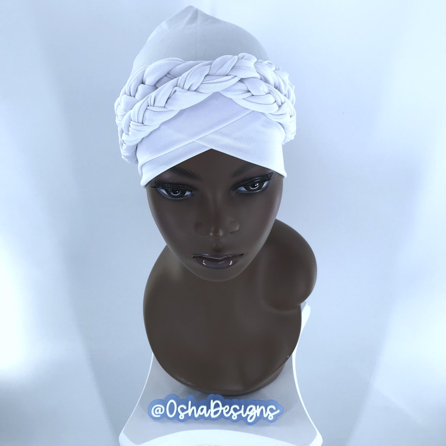 Elegant White Hat Headwrap Double Braid for Iyawo