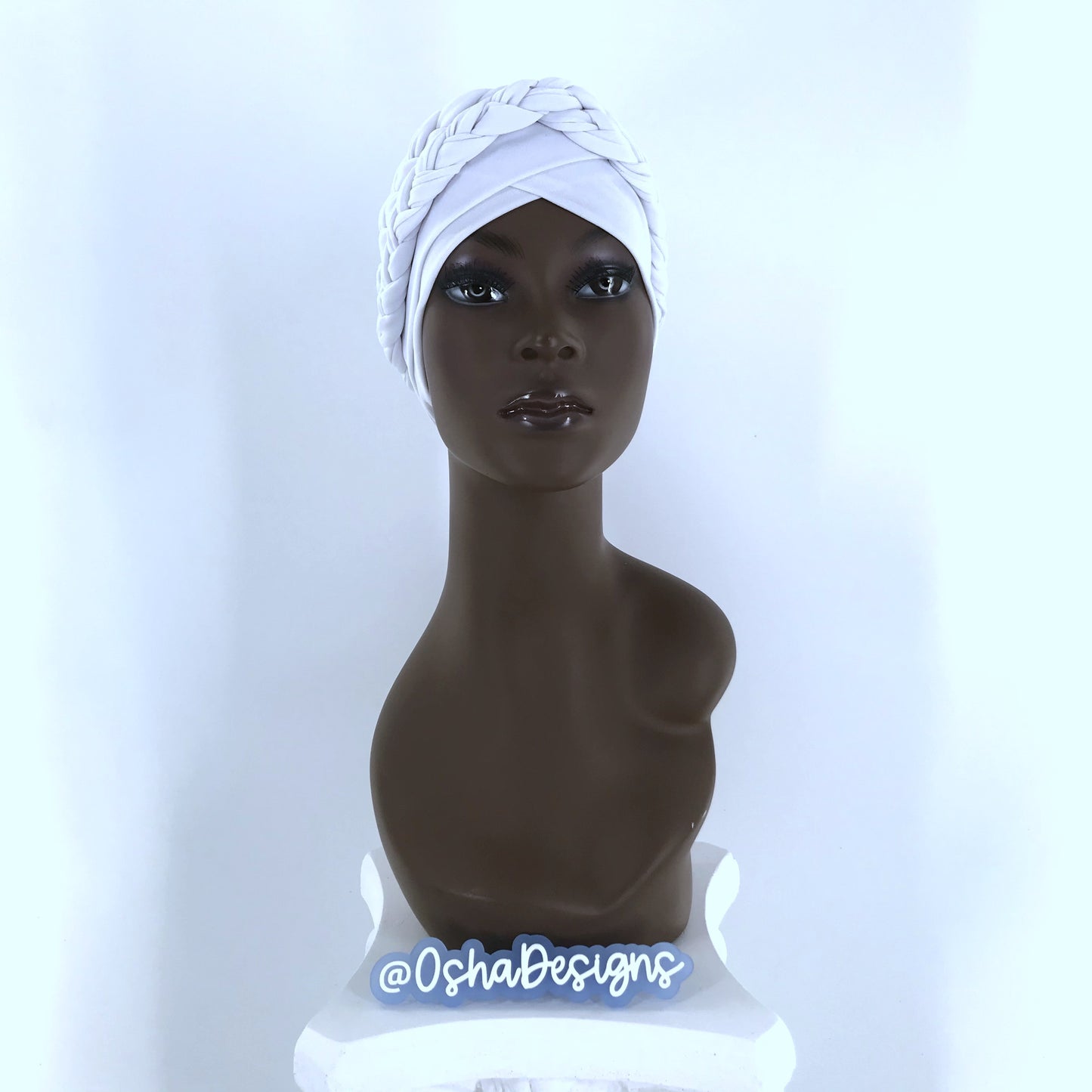 Elegant White Hat Headwrap Double Braid for Iyawo