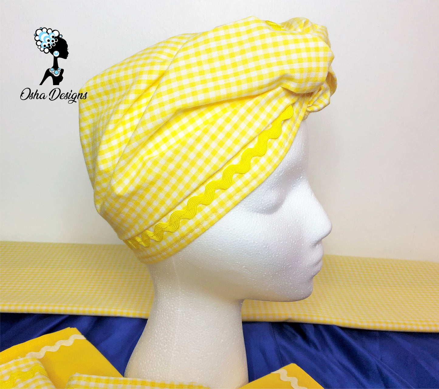 Large Yellow Gingham Headkerchief Oshun