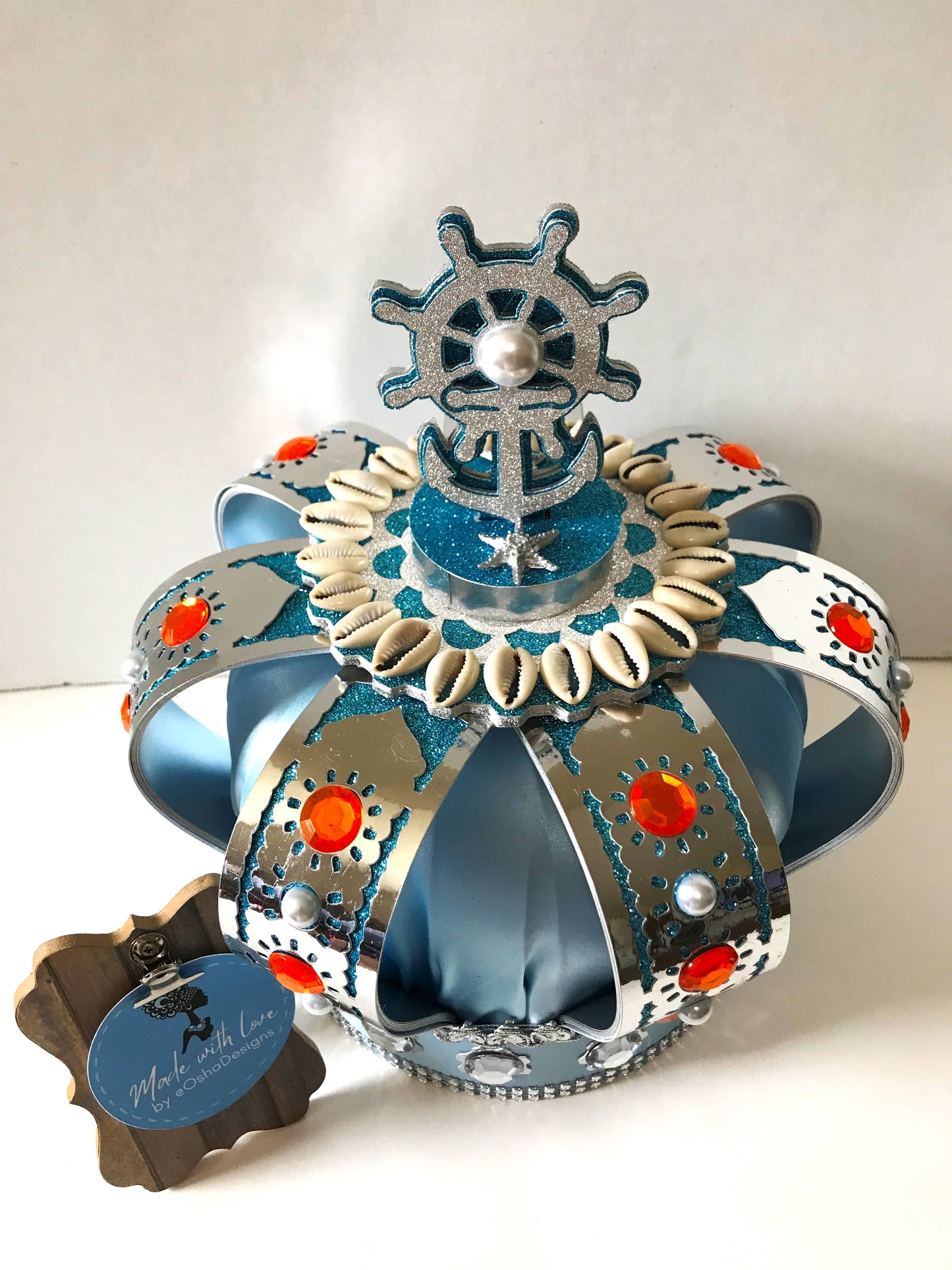 Yemaya Ashaba Light Blue and Silver Crown