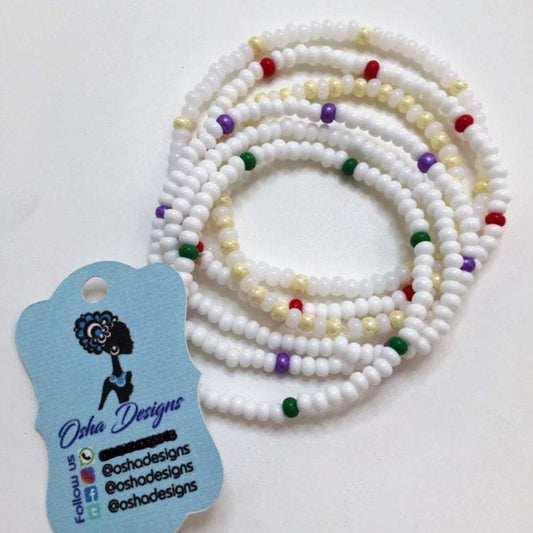 White Stretchy Beaded Bracelets