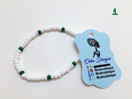 White Stretchy Beaded Bracelets