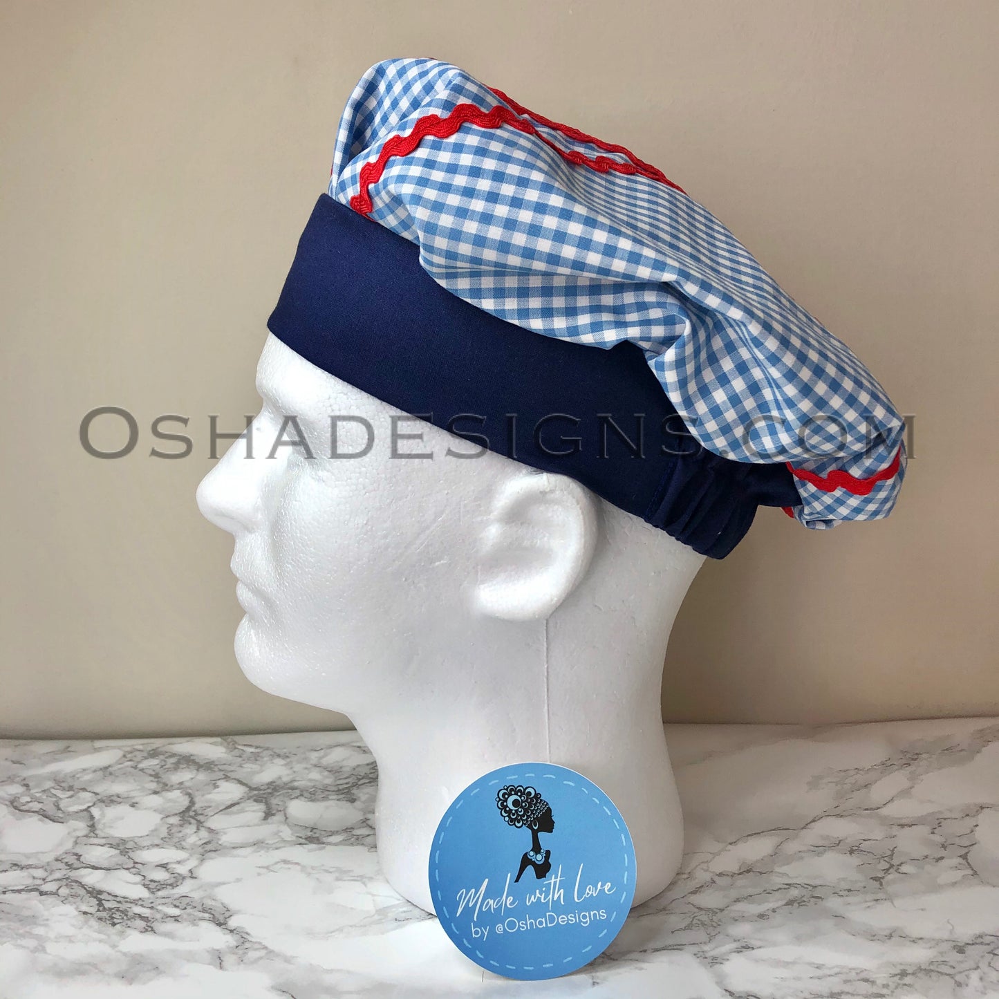 Blue and Red Gingham Hat for Men