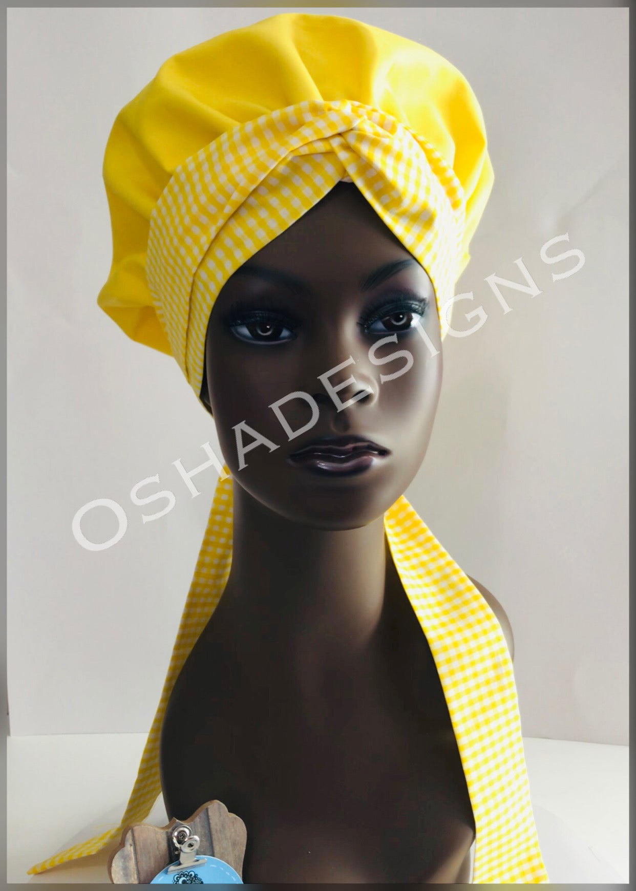 Oshun Yellow Gingham African Style Hat for Women